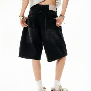 Black Denim Bermuda Shorts