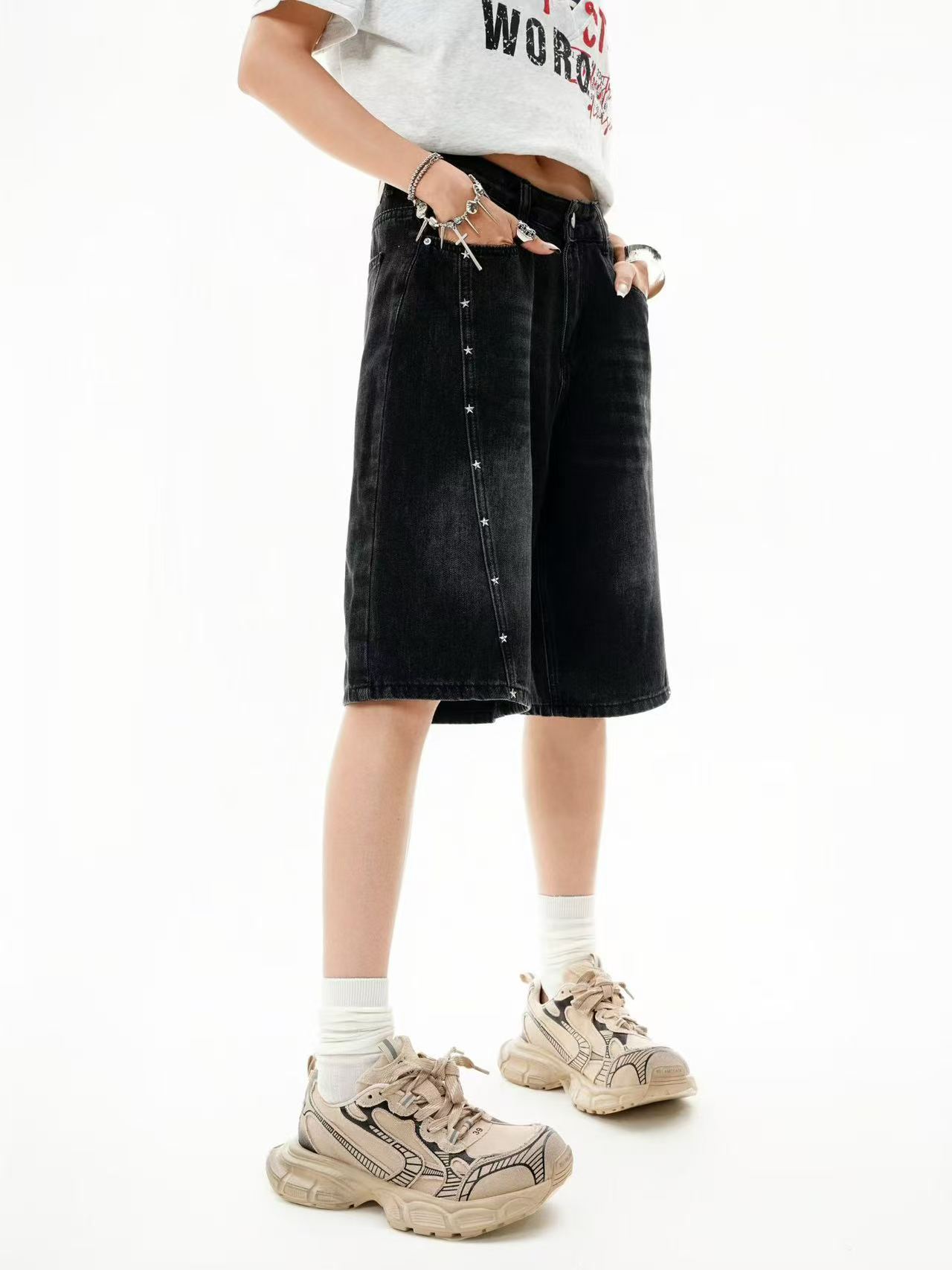 Black Denim Bermuda Shorts
