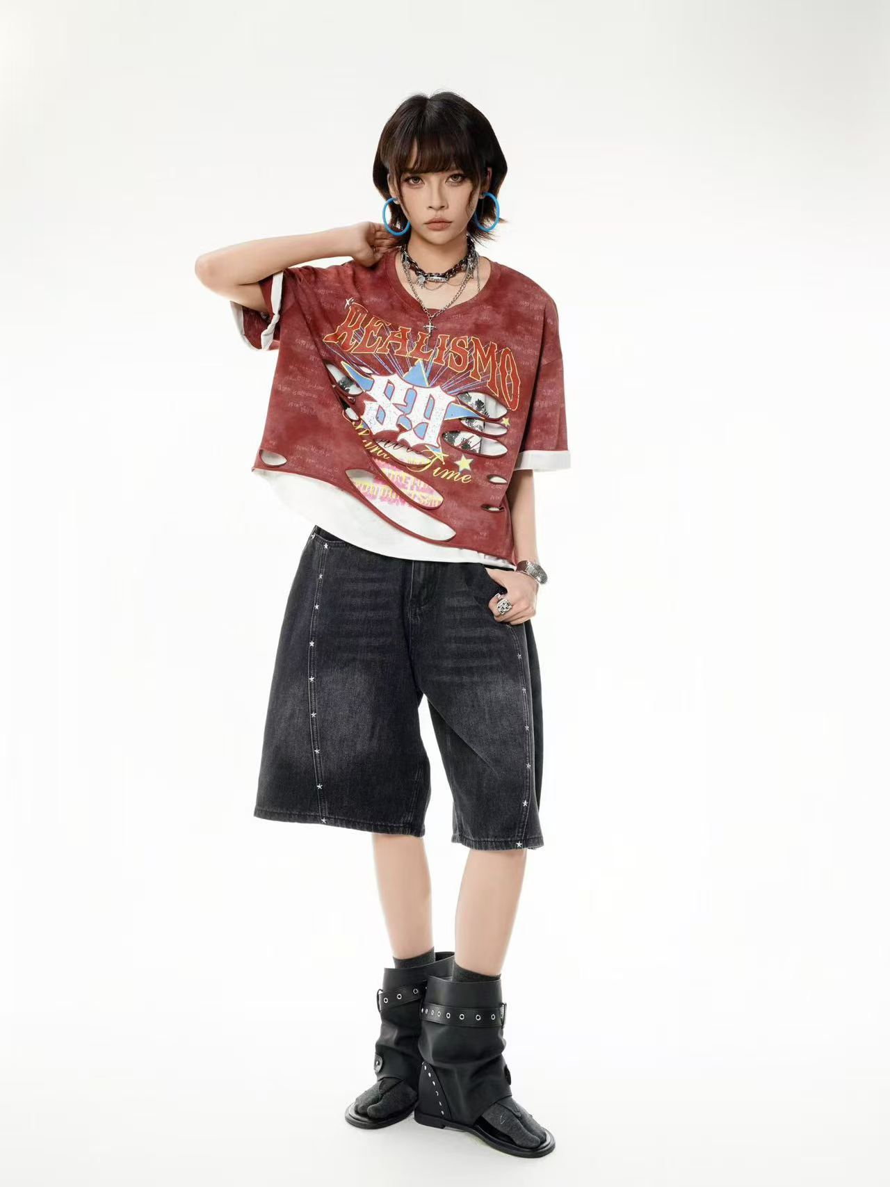 Black Denim Bermuda Shorts