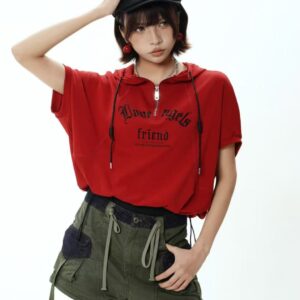 Red Hooded Graphic Tee