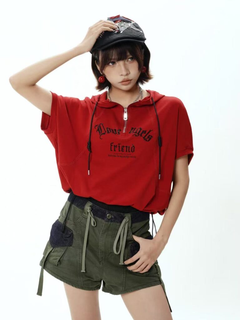 Red Hooded Graphic Tee