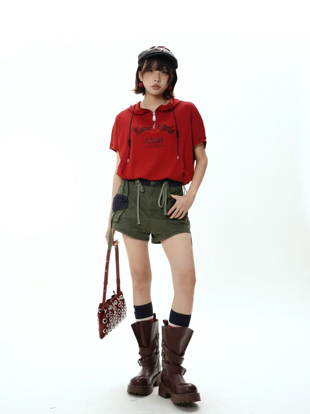Red Hooded Graphic Tee