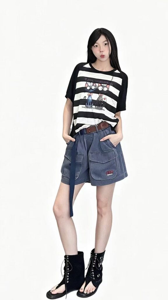 Striped Graphic Knit Tee