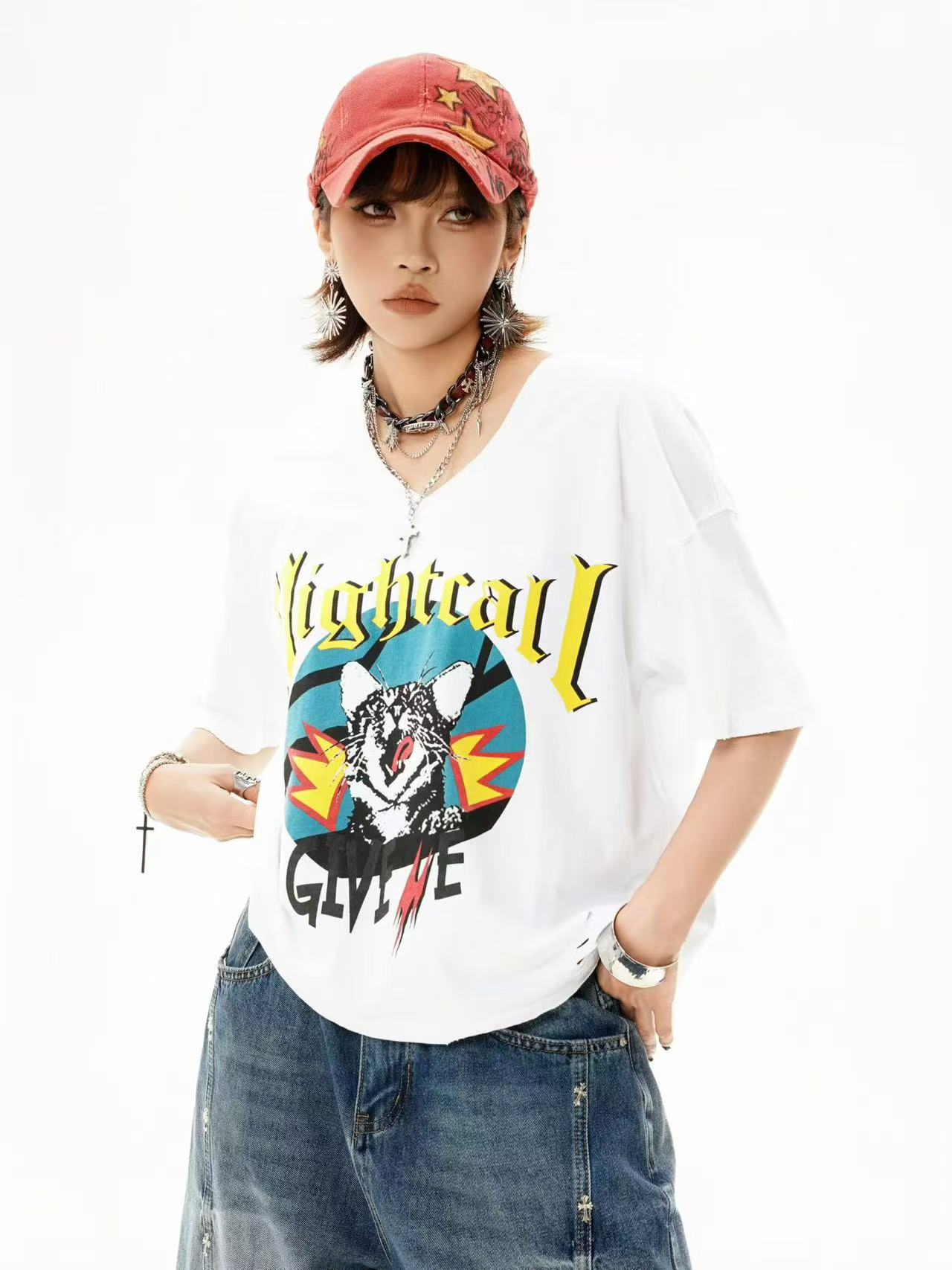 White Back Print Street Tee